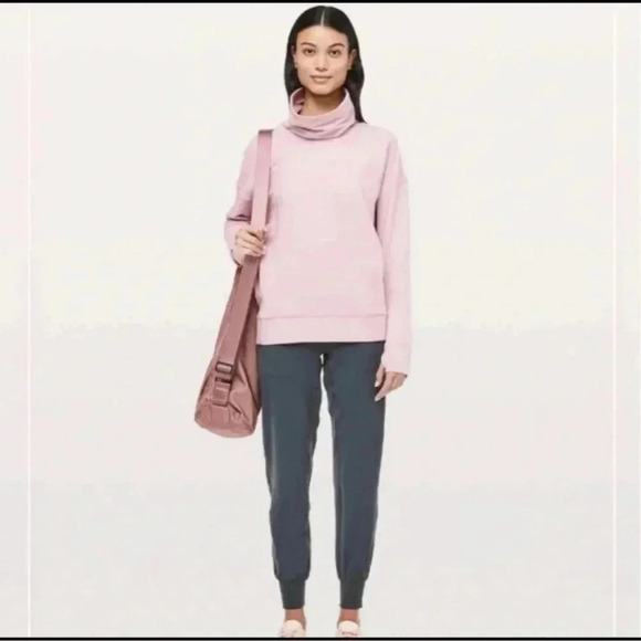 Lululemon Go Forward Blush Pink Pullover‎ Turtleneck Sweatshirt Size 8 - Picture 1 of 10